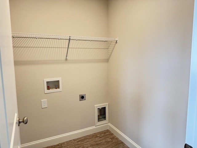 2601 Karkinnen, Moore, SC 29369 - laundry room featuring hookup for an electric dryer, hookup for a washing machine, and wood finished floors