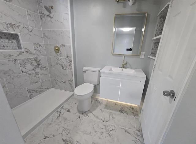 1547 Farley Ave, Spartanburg, SC 29306 - bathroom with a tile shower, vanity, and marble finish flooring