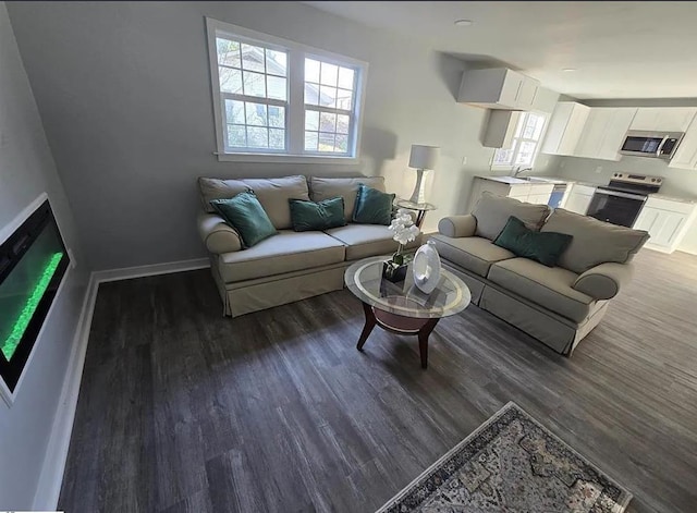 1547 Farley Ave, Spartanburg, SC 29306 - living room featuring dark wood-type flooring and baseboards