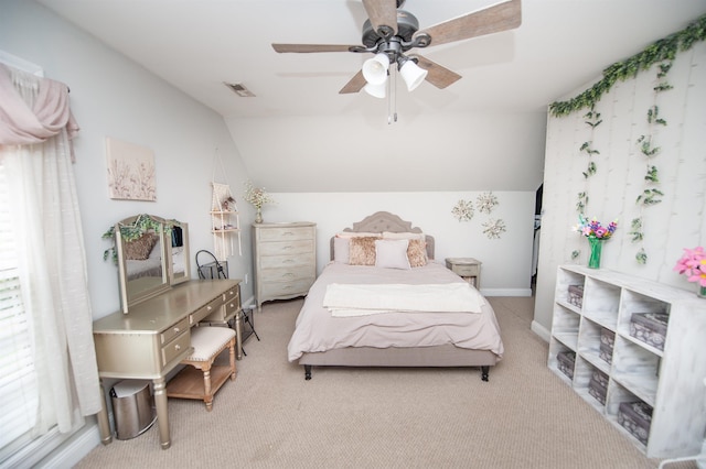 2650 Rainbow Lake Rd, Inman, SC 29349 - bedroom featuring carpet, lofted ceiling, and ceiling fan