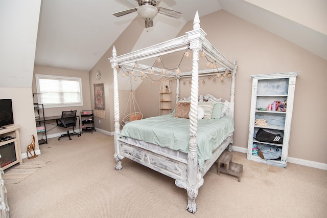 2650 Rainbow Lake Rd, Inman, SC 29349 - carpeted bedroom with lofted ceiling and ceiling fan