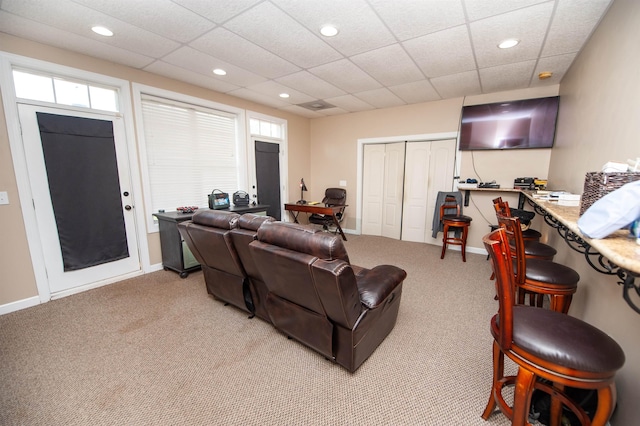 2650 Rainbow Lake Rd, Inman, SC 29349 - living area featuring light colored carpet, recessed lighting, and a drop ceiling