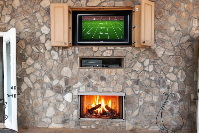2650 Rainbow Lake Rd, Inman, SC 29349 - detailed view of a warm lit fireplace