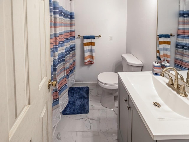 13 Thomas, Williamston, SC 29697 - full bathroom with marble look tile flooring, vanity, and curtained shower