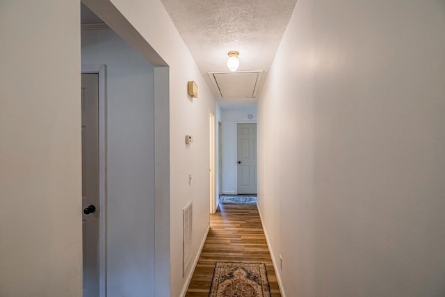 13 Thomas, Williamston, SC 29697 - corridor with attic access, a textured ceiling, and wood finished floors