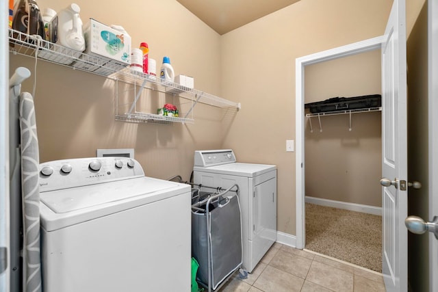 415 Bridge Xing, Simpsonville, SC 29681 - laundry room featuring separate washer and dryer, light tile patterned floors, and light carpet