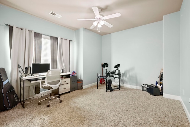 415 Bridge Xing, Simpsonville, SC 29681 - carpeted home office with baseboards and a ceiling fan