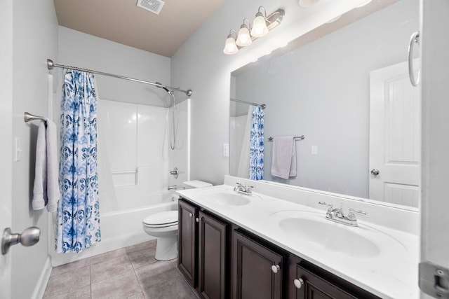 415 Bridge Xing, Simpsonville, SC 29681 - bathroom featuring shower / tub combo, double vanity, and tile patterned flooring
