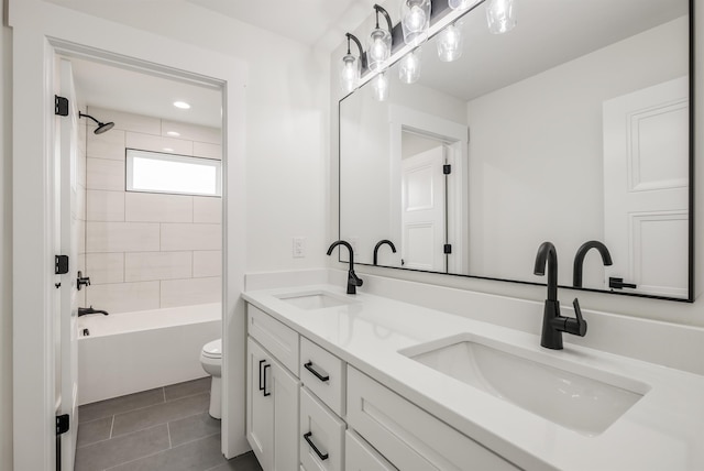 3617 Pennington, Greer, SC 29651 - bathroom with double vanity, tub / shower combination, tile patterned floors, and recessed lighting