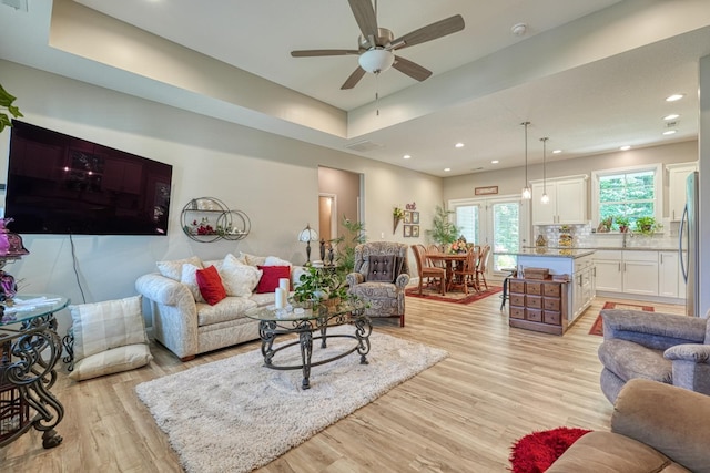 119 W Caylee, Chesnee, SC 29323 - living room featuring ceiling fan, light wood finished floors, and recessed lighting