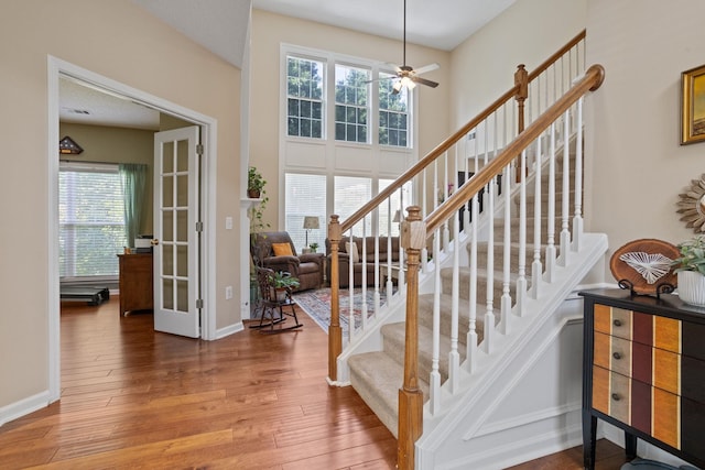 514 Collingsworth, Greenville, SC 29615 - entrance foyer with plenty of natural light, light wood finished floors, ceiling fan, and stairs