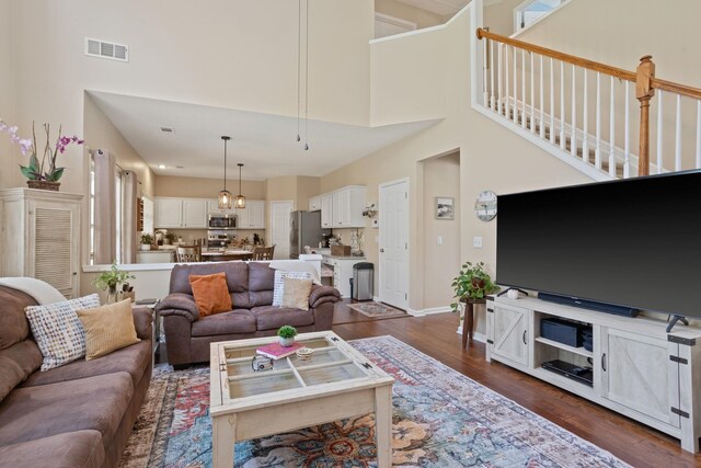 514 Collingsworth, Greenville, SC 29615 - living room with a high ceiling and dark wood-type flooring