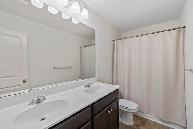 714 Cremello, Moore, SC 29369 - bathroom featuring double vanity, a shower with curtain, and stone finish flooring