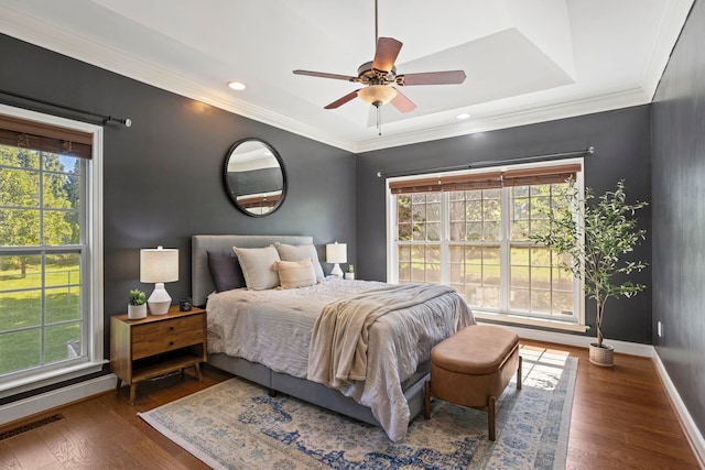 802 Wheat, Greer, SC 29651 - bedroom with multiple windows, wood finished floors, ornamental molding, recessed lighting, and ceiling fan