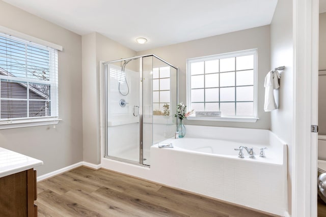 463 Lynnell, Moore, SC 29369 - full bath with a bath, wood finished floors, a stall shower, and vanity