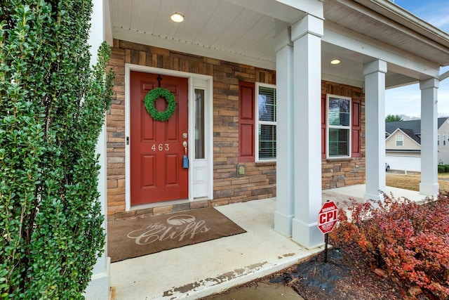 463 Lynnell, Moore, SC 29369 - entrance to property featuring a porch and stone siding