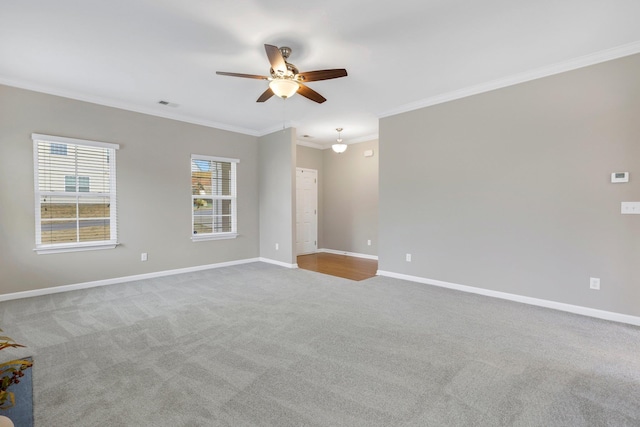 463 Lynnell, Moore, SC 29369 - unfurnished room featuring ceiling fan, carpet floors, and ornamental molding