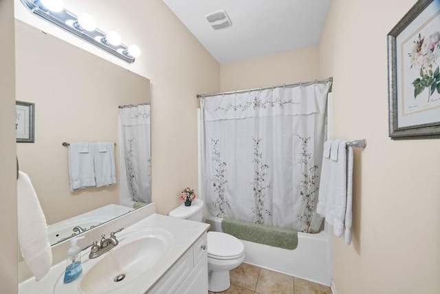 232 N Hamlet, Moore, SC 29369 - bathroom featuring vanity, shower / bathtub combination with curtain, and tile patterned flooring
