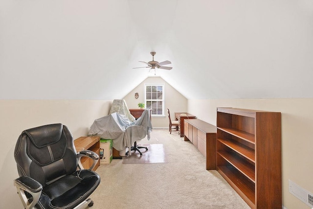 232 N Hamlet, Moore, SC 29369 - office area with light colored carpet, vaulted ceiling, and a ceiling fan