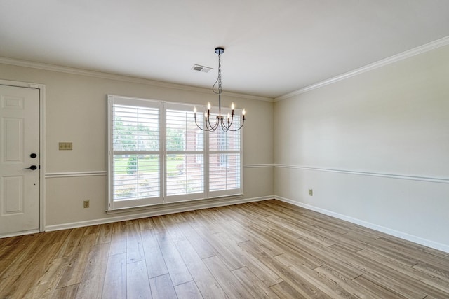 233 Summerfield, Moore, SC 29369 - unfurnished room featuring a chandelier, light wood finished floors, and crown molding