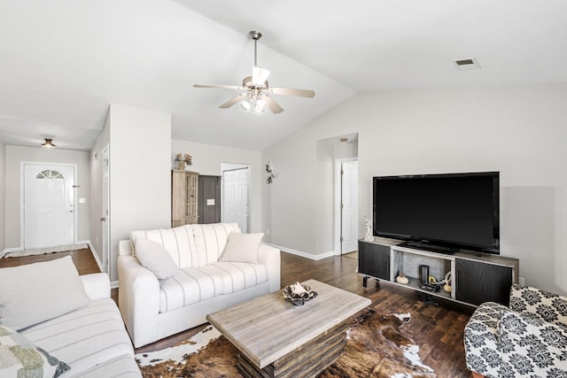 308 Juniper Leaf, Greer, SC 29651 - living room with ceiling fan, wood finished floors, and lofted ceiling