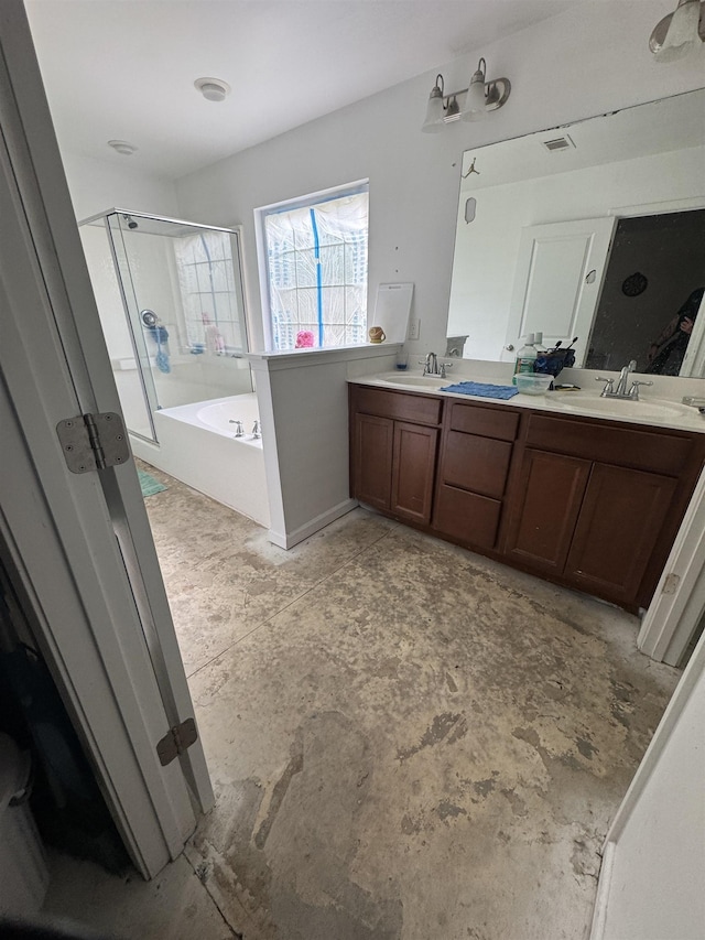 344 Lansdowne, Duncan, SC 29334 - full bath with a bath, double vanity, and a shower stall