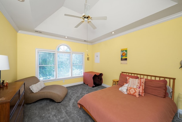 403 Barrington Park, Greer, SC 29650 - bedroom featuring ornamental molding, carpet floors, recessed lighting, a ceiling fan, and a raised ceiling