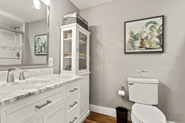 436 S Lakeview, Duncan, SC 29334 - bathroom featuring vanity, a shower with shower door, and wood finished floors