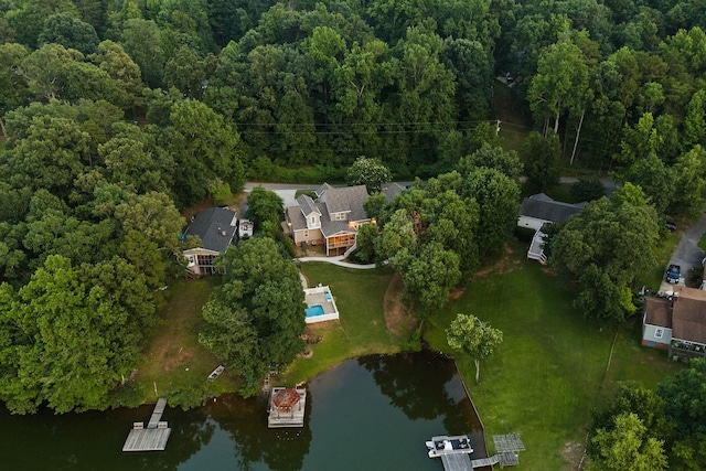 436 S Lakeview, Duncan, SC 29334 - aerial view of property and surrounding area with a nearby body of water and a heavily wooded area
