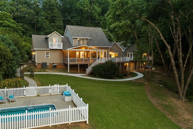 436 S Lakeview, Duncan, SC 29334 - rear view of property featuring a fenced backyard, stairway, a wooden deck, a shingled roof, and a patio area