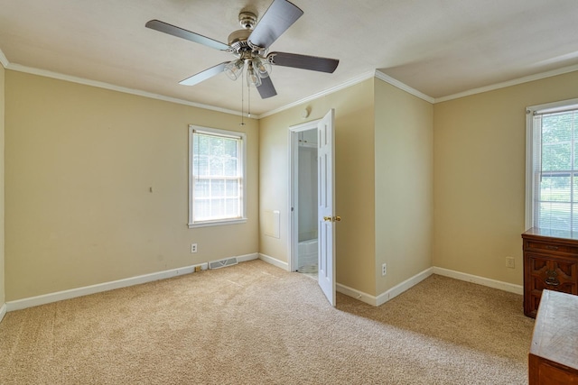 104 Pine, Laurens, SC 29360 - carpeted empty room featuring a ceiling fan and ornamental molding