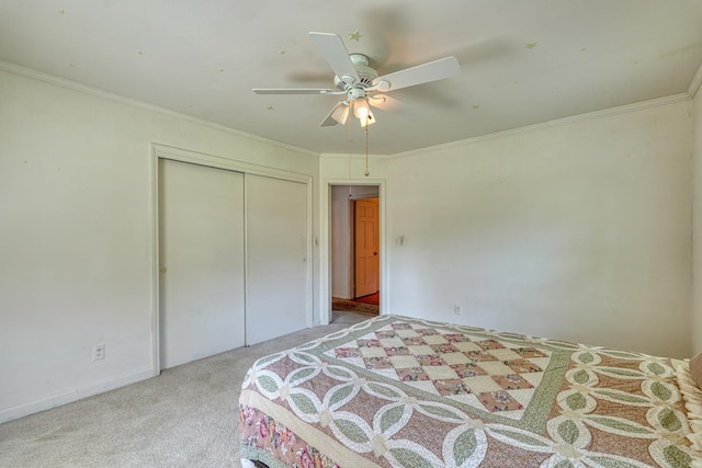 104 Pine, Laurens, SC 29360 - bedroom with carpet flooring, a closet, crown molding, and a ceiling fan