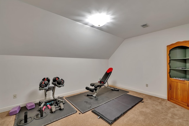 207 Carolina Club Dr, Spartanburg, SC 29306 - workout area featuring carpet flooring and lofted ceiling