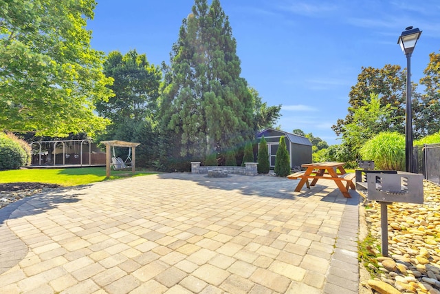 8 Glenbow, Simpsonville, SC 29680 - view of patio / terrace with a shed
