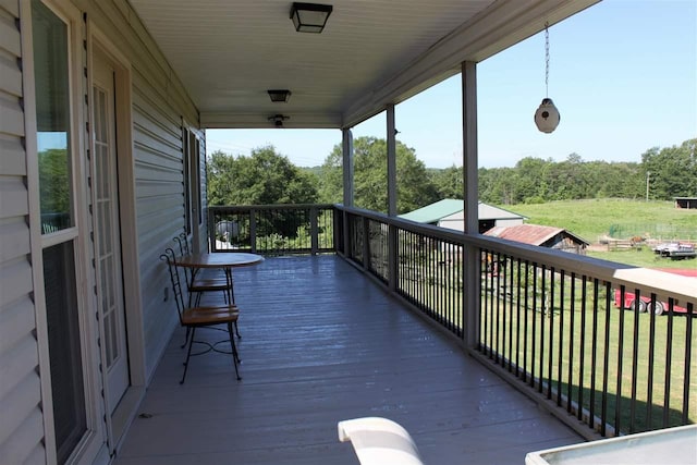 deck with a lawn