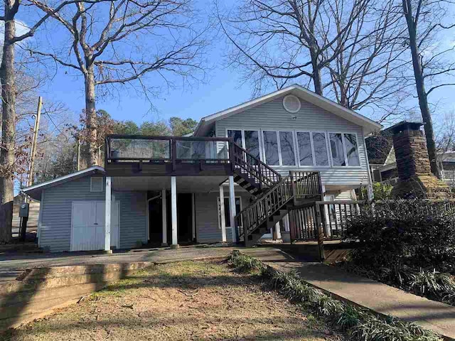 view of front of house with a deck