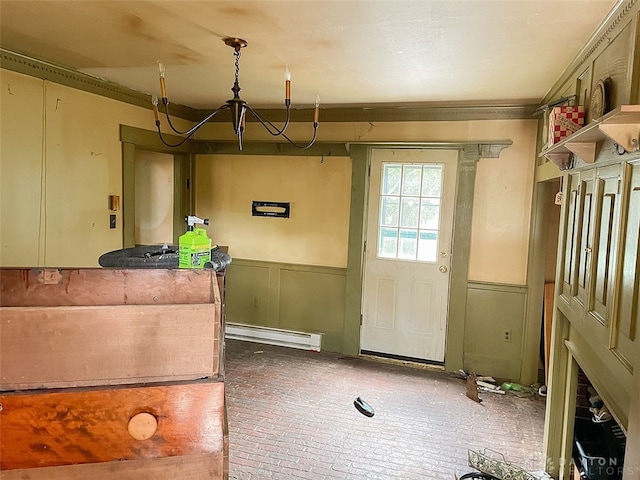 interior space with a baseboard heating unit