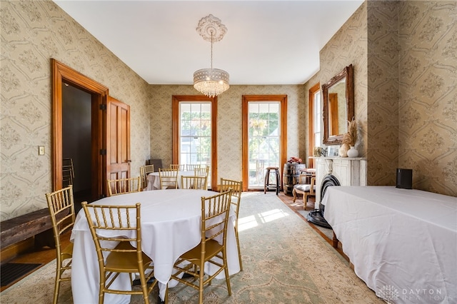 dining room featuring an inviting chandelier