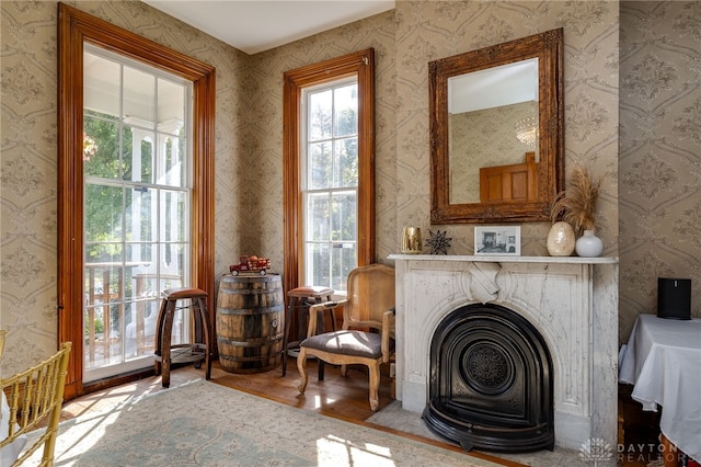 sitting room featuring hardwood / wood-style flooring