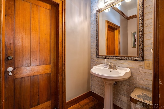 bathroom featuring hardwood / wood-style flooring