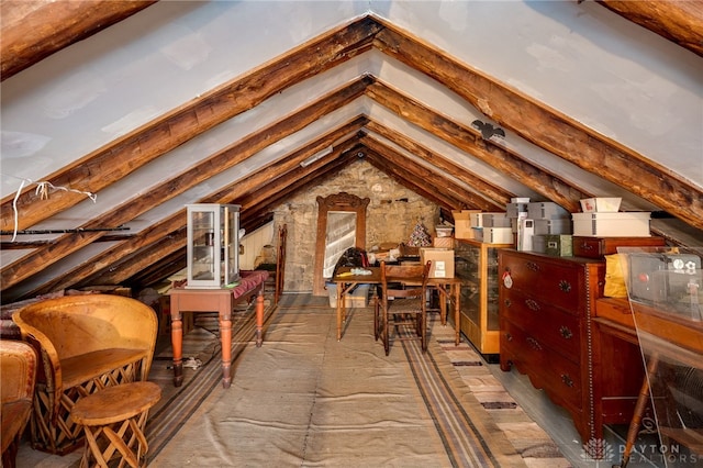 view of unfinished attic