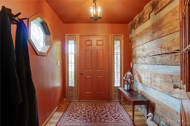 foyer with light hardwood / wood-style floors