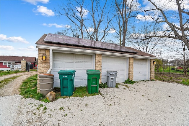 garage with solar panels