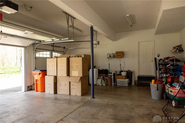 garage with a garage door opener