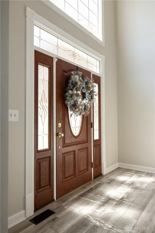 entrance foyer with light hardwood / wood-style flooring