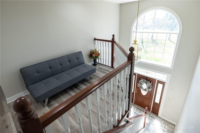 foyer with light hardwood / wood-style floors