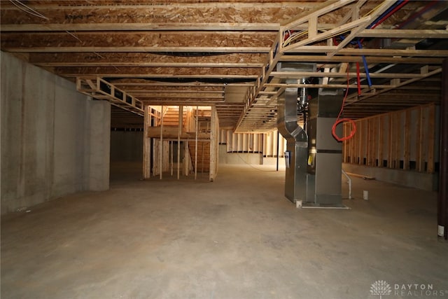 basement with heating unit