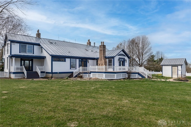 2696 Wilmington Rd, Lebanon, OH 45036 - back of house featuring a chimney, a standing seam roof, and metal roof