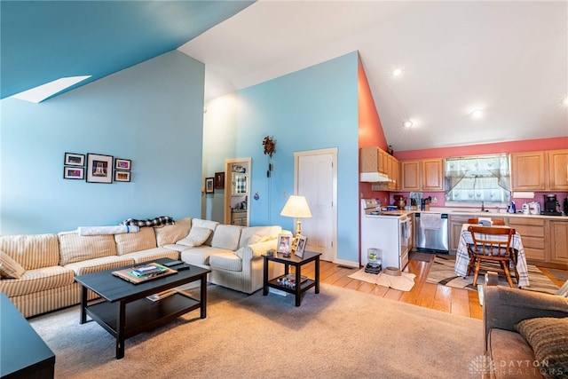 2696 Wilmington Rd, Lebanon, OH 45036 - living room featuring recessed lighting, light wood-style flooring, and high vaulted ceiling