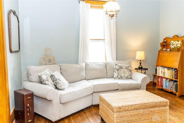 living room with wood finished floors